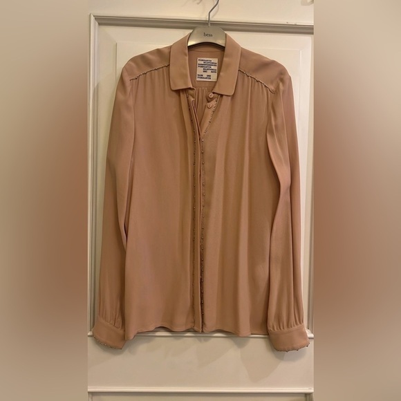 Baum und Pferdgarten Tan Button Down Shirt with Pointed Collar and Long Sleeves - Picture 2 of 8